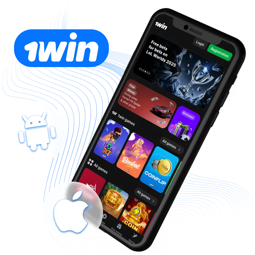 Install the 1win online casino application on your phone.