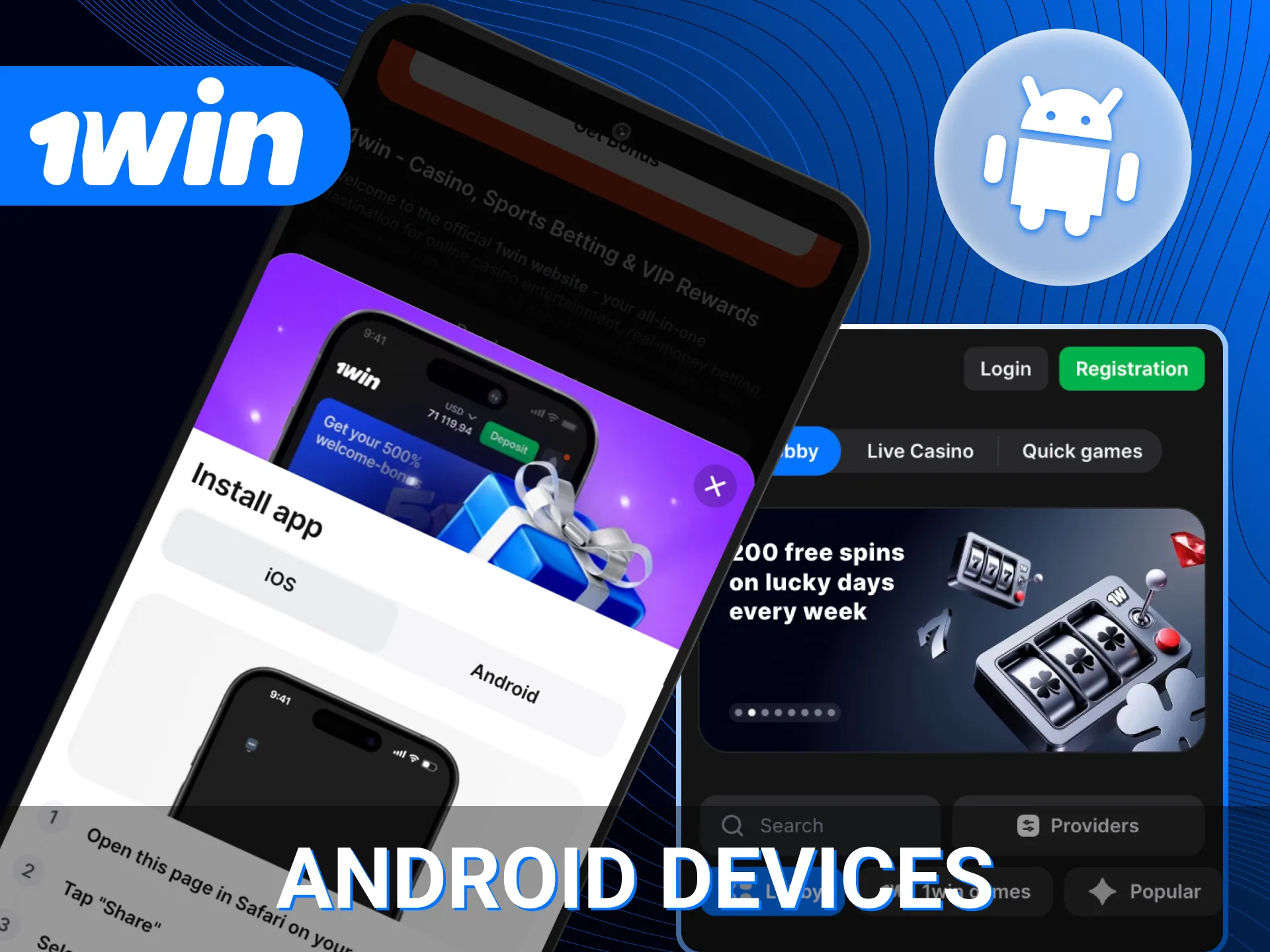 Find out which Android devices support the 1win online casino app.
