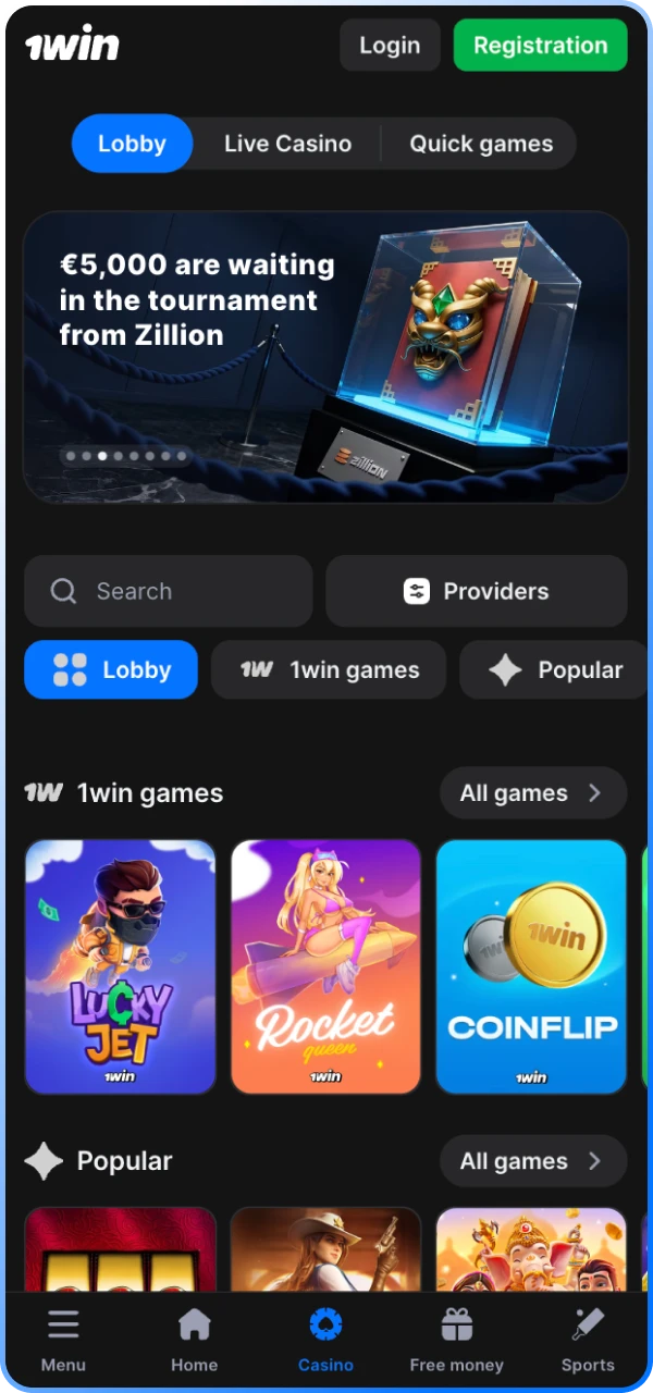 1win online casino offers slot games from the best providers.