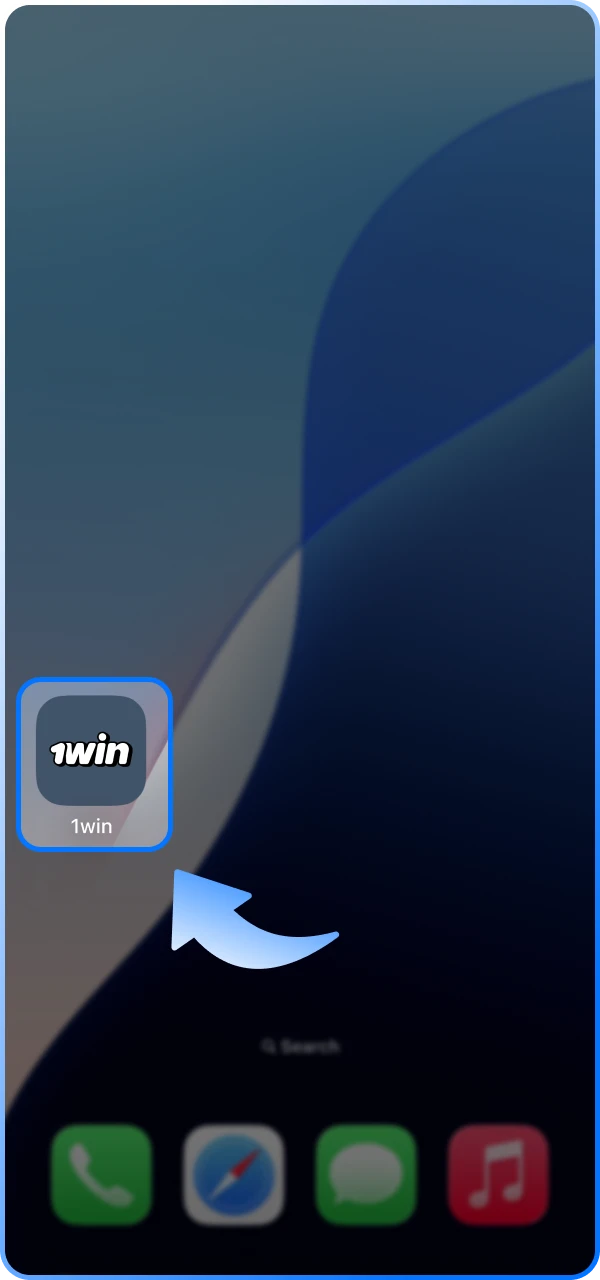 Find the 1win online casino app icon on your iOS phone and start playing.