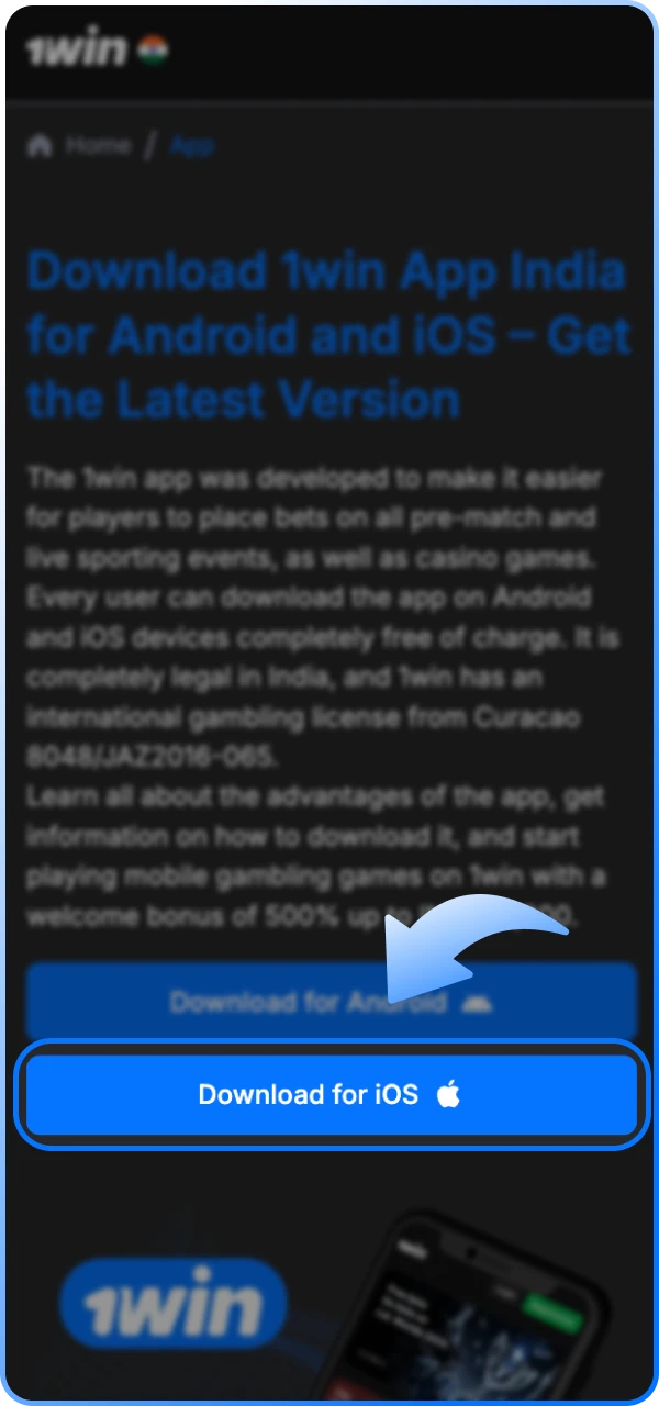 We've prepared instructions for you on how to install the 1win online casino app.