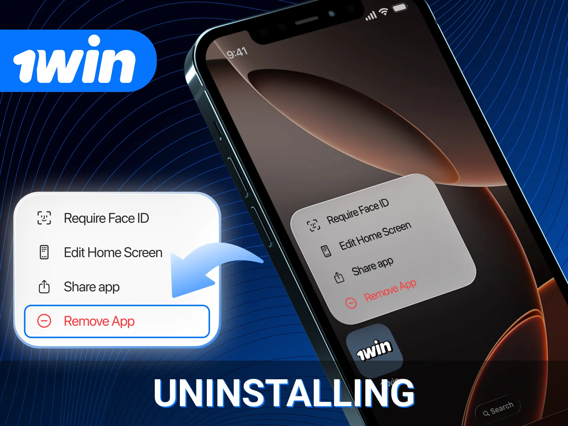 How can I uninstall the 1win online casino app.