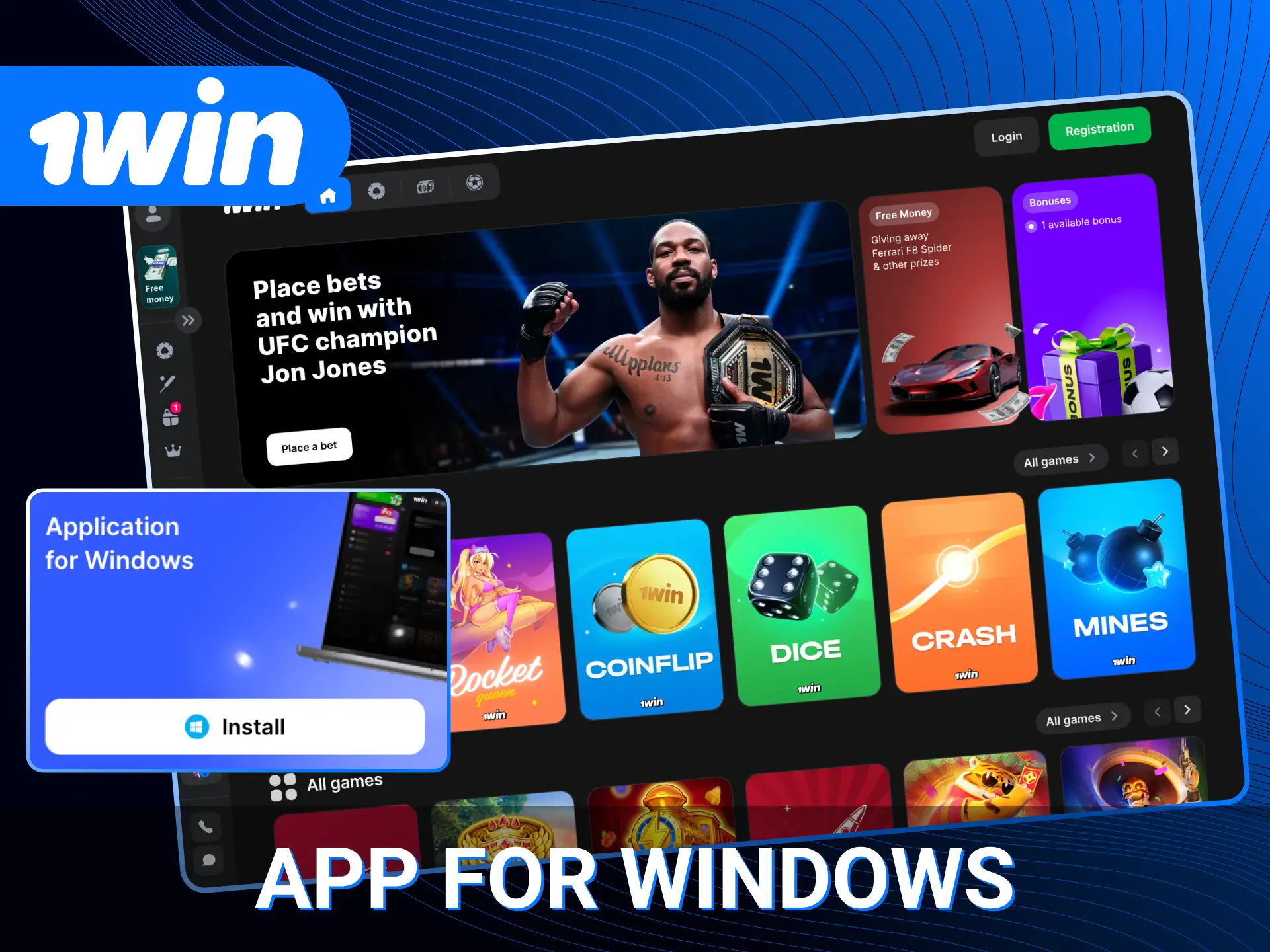 Can I download the 1win online casino app for PC.