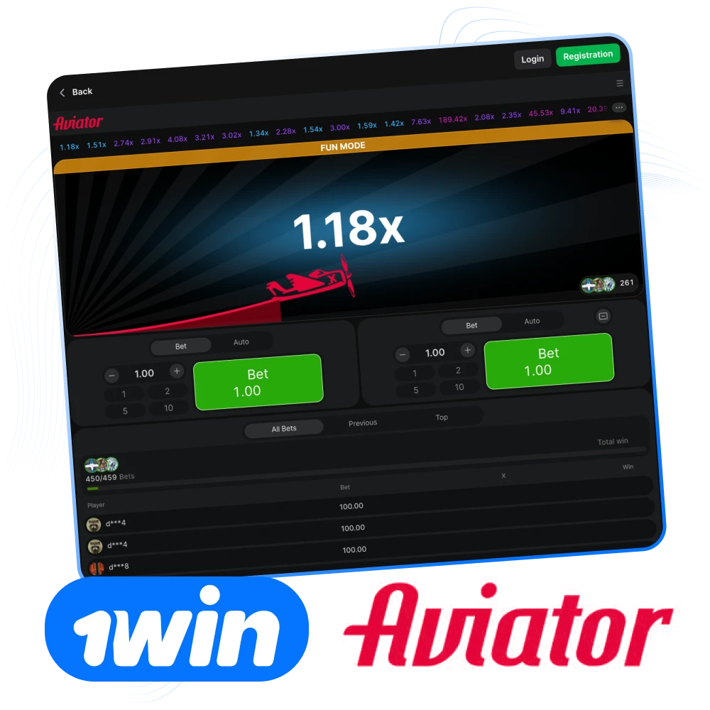 Play the Aviator game today at 1win online casino.