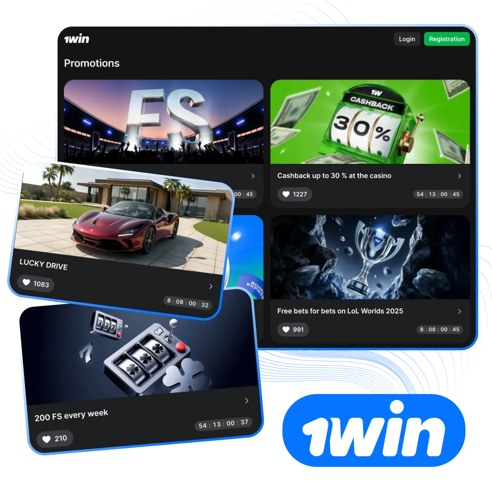 Choose a bonus and use it at 1win online casino.