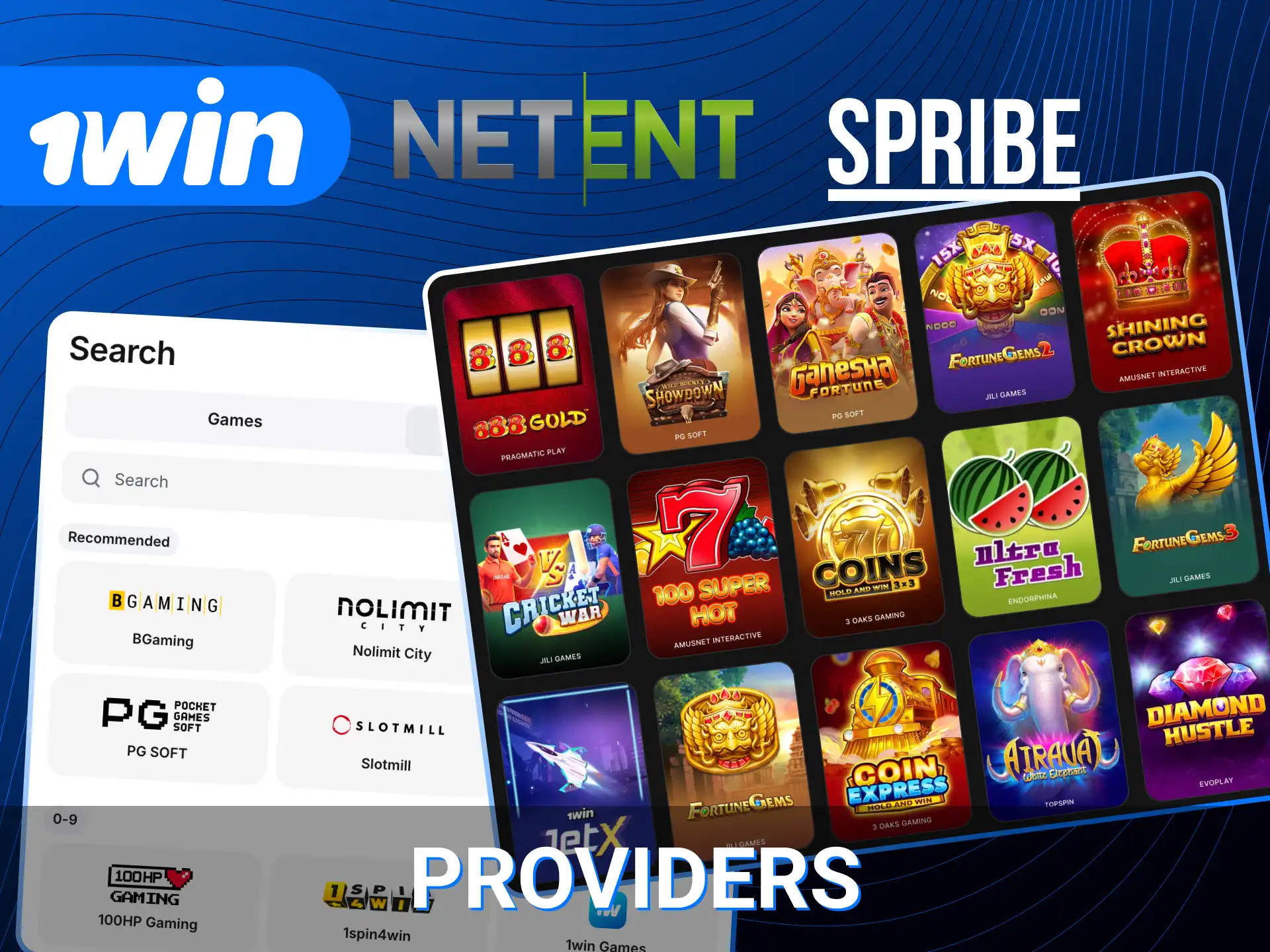 The 1win online casino offers games from the most popular providers.
