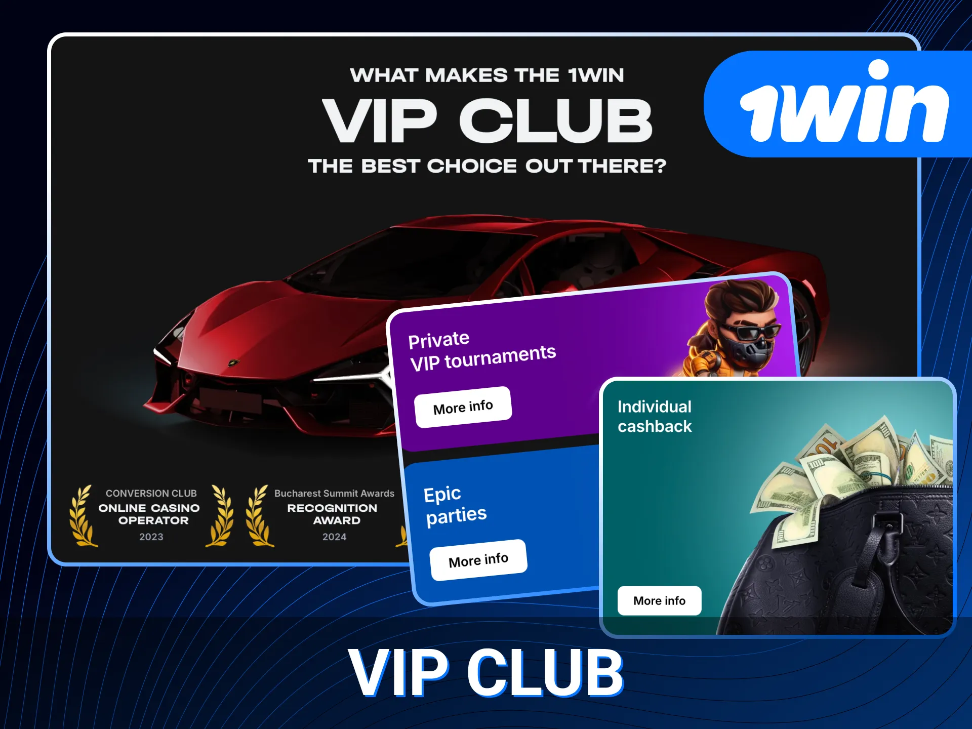 Join the 1win online casino VIP club to get more benefits.