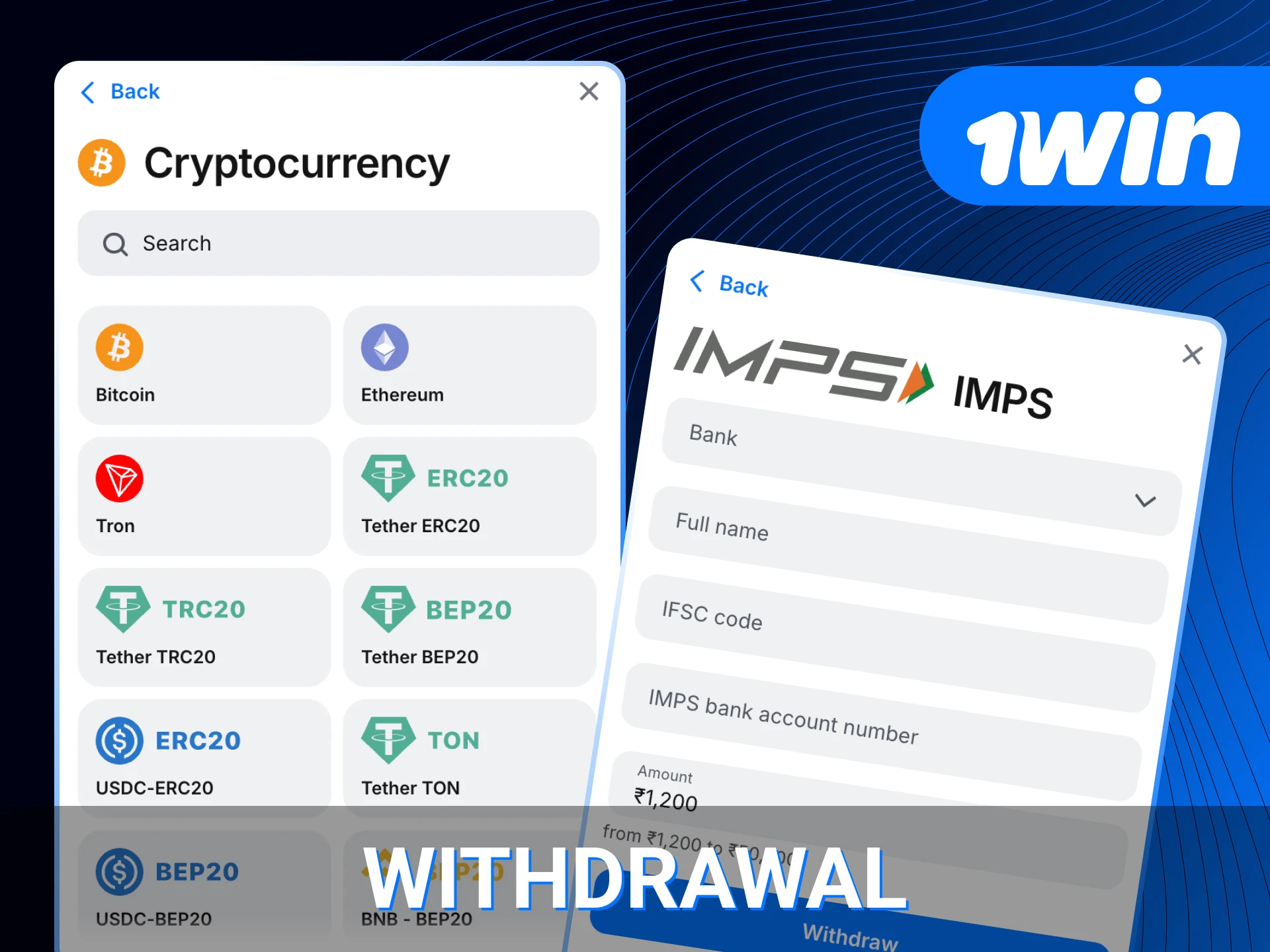 Withdraw your winnings from the 1win online casino using cryptocurrency.