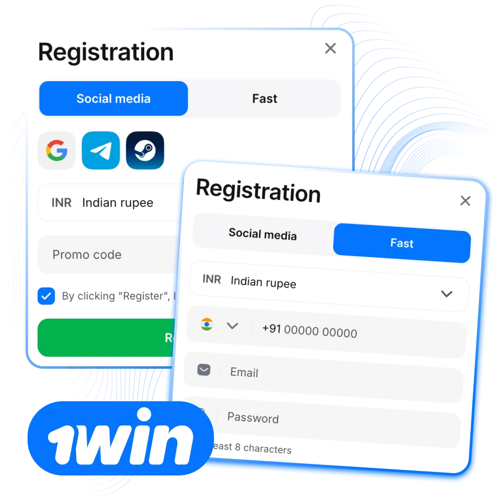 Register using your email address at 1win online casino.