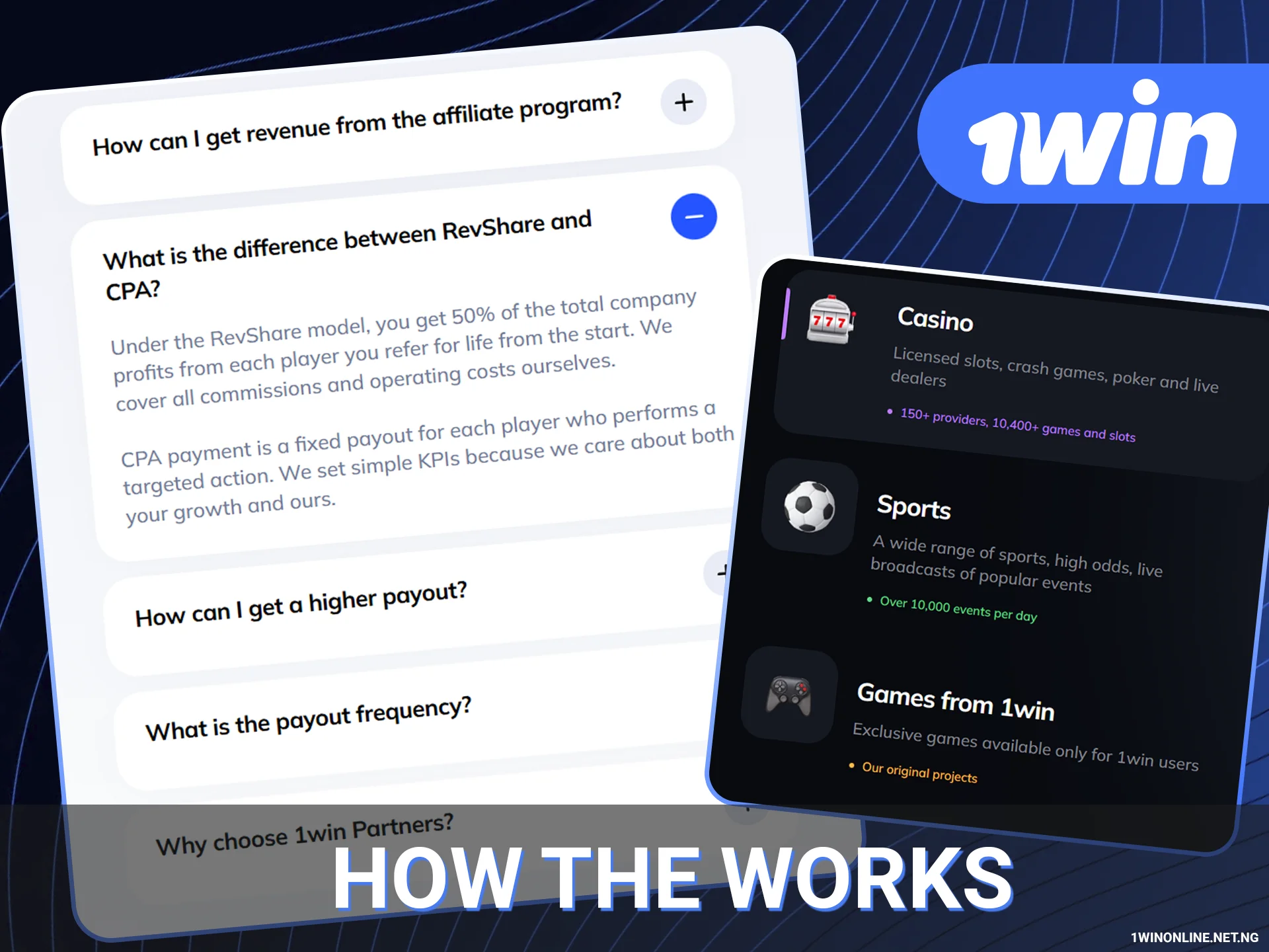Affiliate system details on 1win official website.