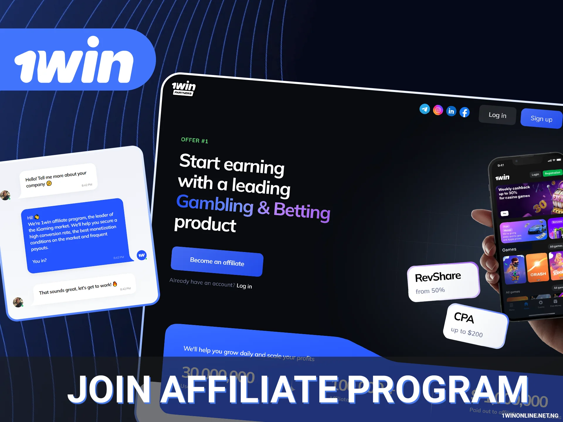 Benefits of joining the 1win affiliate site.