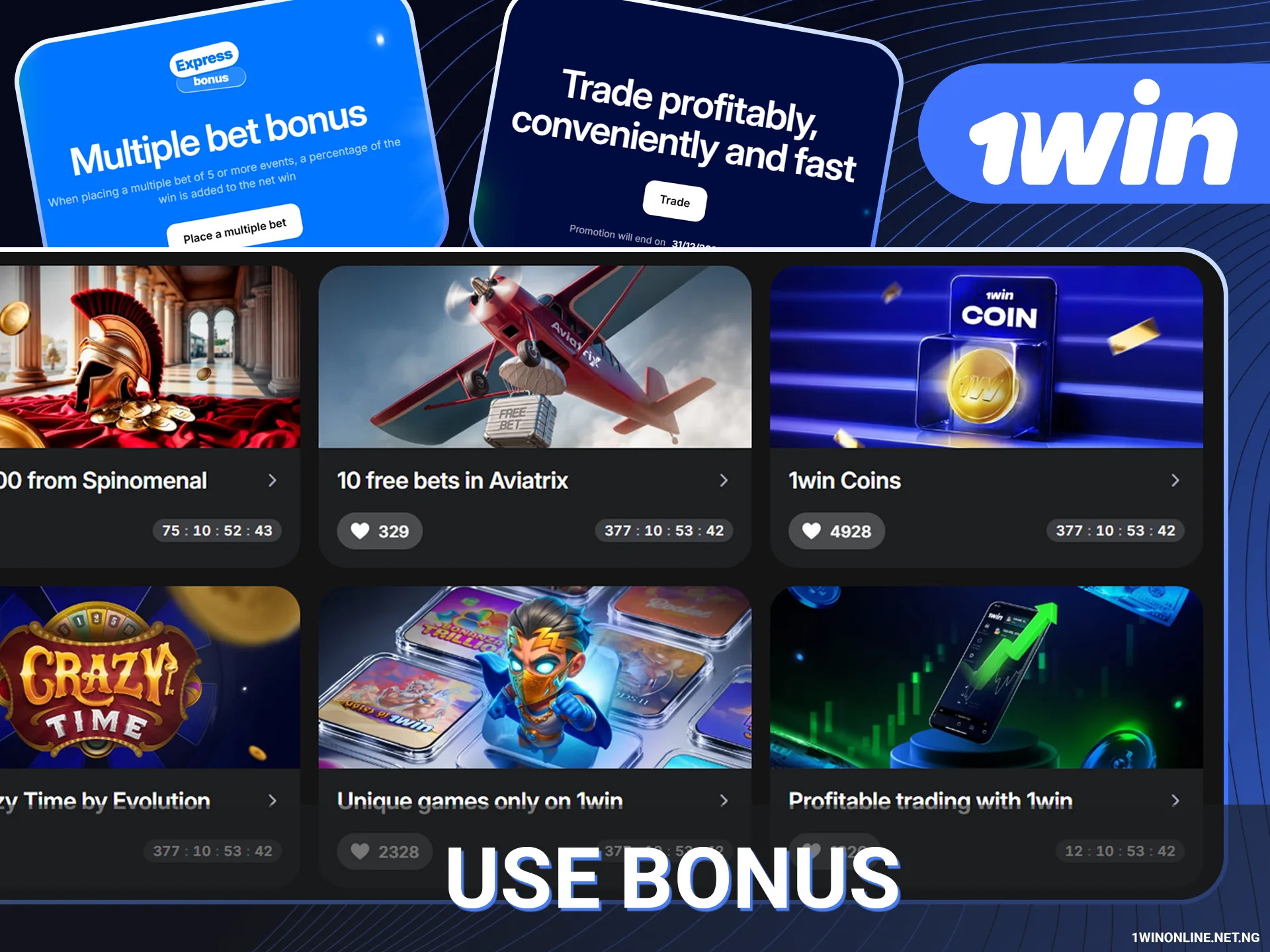 Guide on using the 1win bonus.