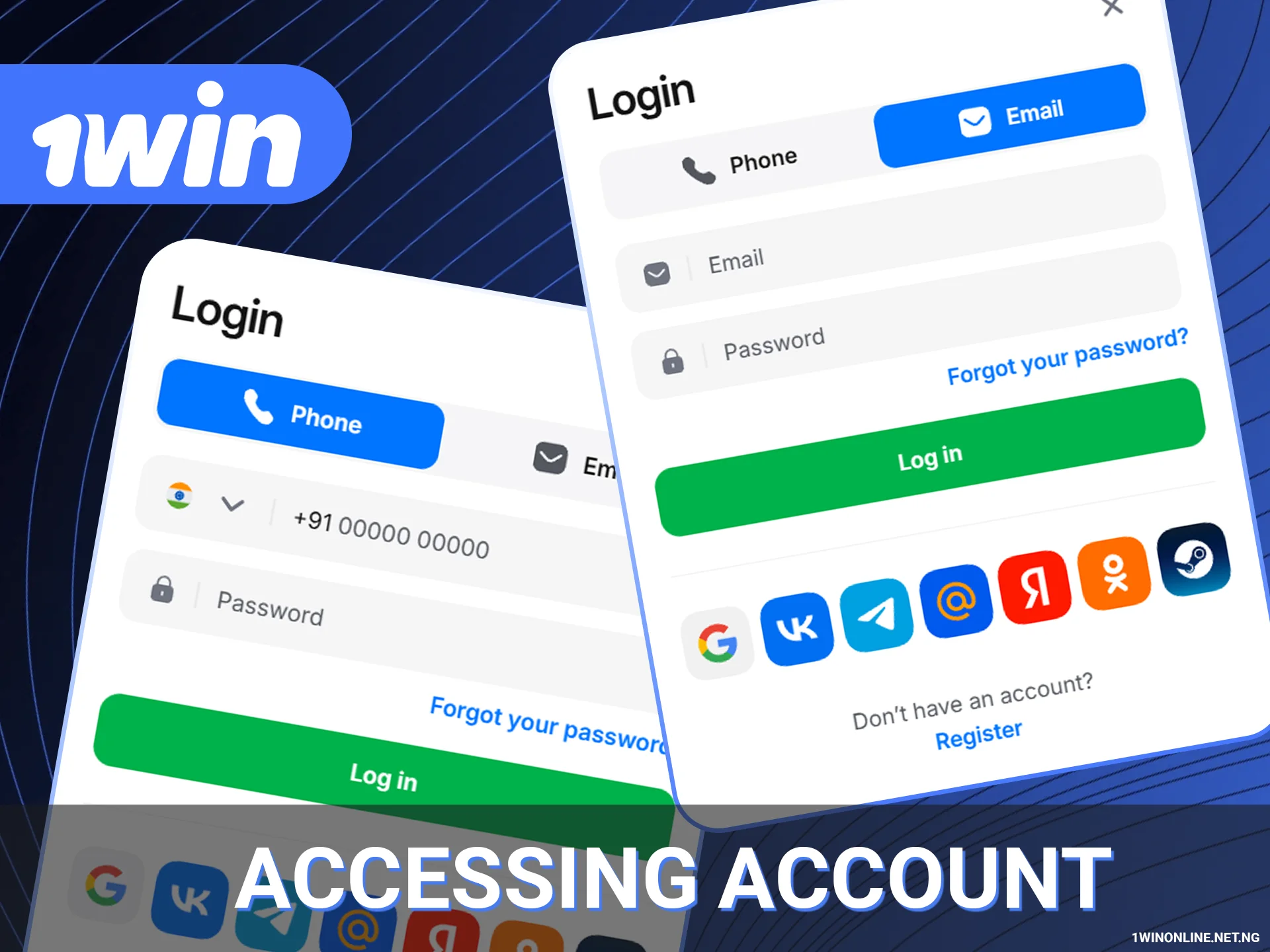 Easy login after your registration on 1win.