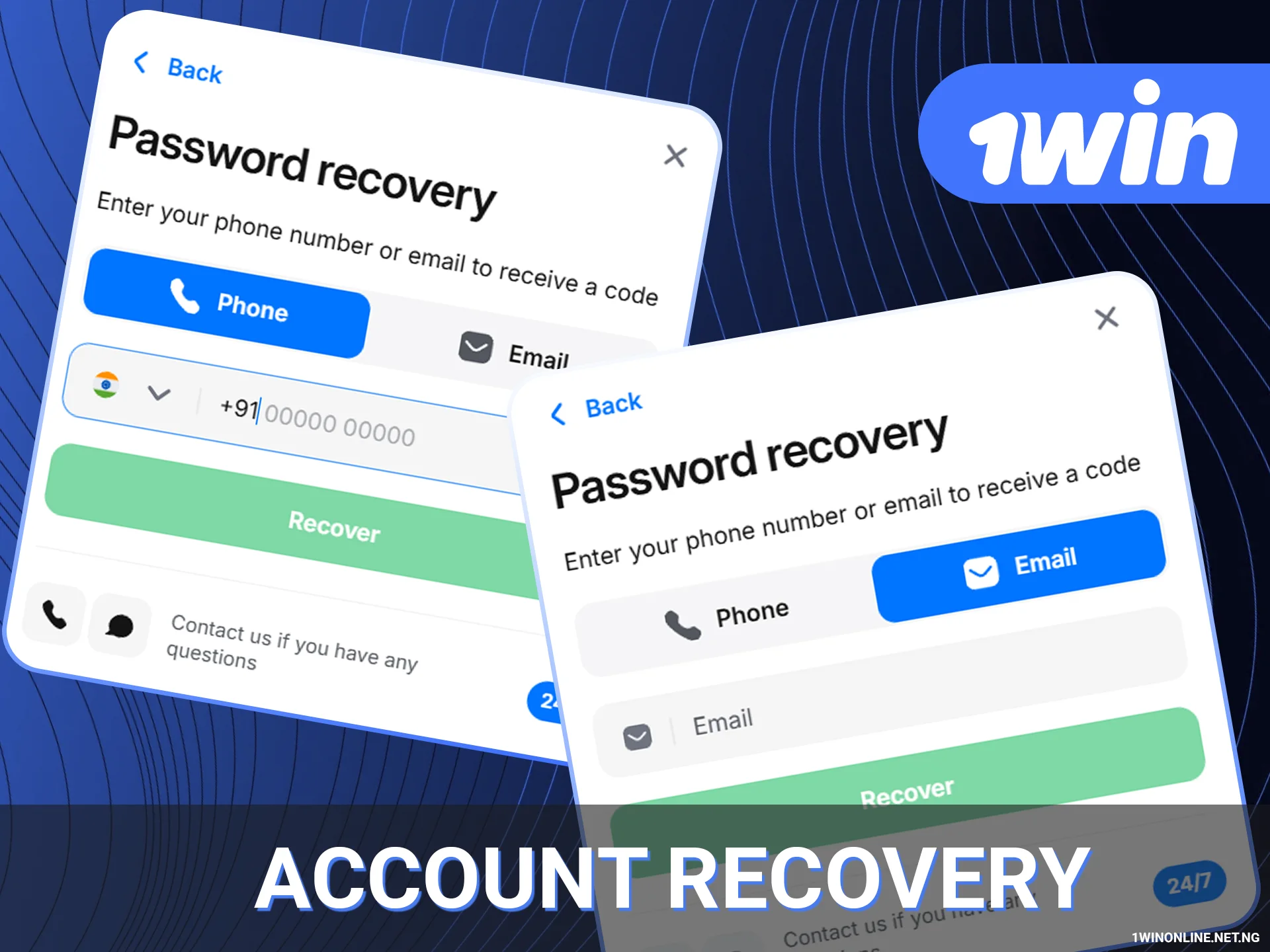 How to recover 1win India account access.